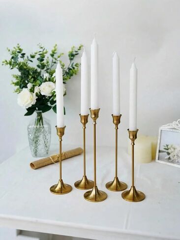 Elegant Metal Taper Candle Holders - 3 Pieces (S/M/L, Boxed) Metal Candle Stands, Table Centerpieces for Living Room, Dining Room, Wedding & Special Occasions in Kuwait