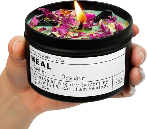 Trust the Universe Candle - Anxiety Relief, Self Care Gift, Meditation, Spiritual Gift, Crystal Candle, Opium Scent (8oz) in Saudi Arabia