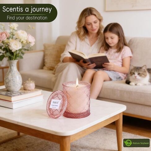 Pink Sands Scented Candle, Melon & Osmanthus Jar Candle Natural Soy Candles for Home Scented, 60 Hour Candle in Glass for Women, Friends, Family, Colleagues in Saudi Arabia