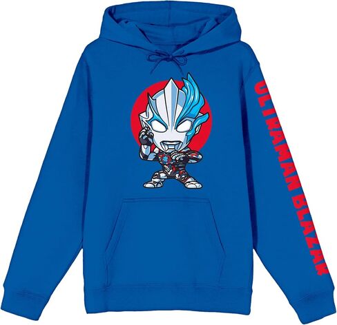 سويت شيرت بغطاء للرأس بأكمام طويلة باللون الأزرق الملكي للبالغين من Bioworld Ultraman Chibi Hero in Kuwait