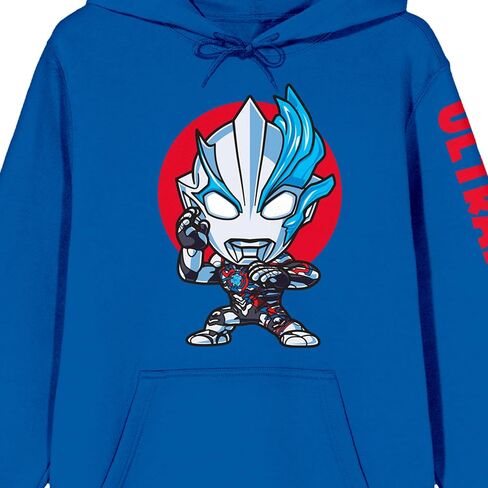 سويت شيرت بغطاء للرأس بأكمام طويلة باللون الأزرق الملكي للبالغين من Bioworld Ultraman Chibi Hero in Kuwait