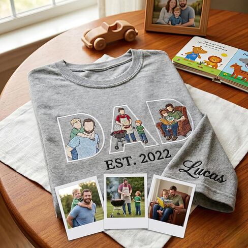 NAZENTI سترة مطرزة مخصصة للأب بابا مع صور داخل الحروف، هدايا مخصصة لعيد الأب، سترة بغطاء رأس مطرزة بدون وجه، سترة للأب، سترة عيد الميلاد العائلية in Kuwait