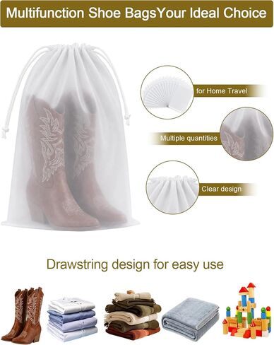 20 Pcs Travel Shoe Bags Large Mens Shoes Cowboy Boots 15.7"*23.6" Tall Boot Bags for Travel Waterproof Portable Drawstring Travel Shoe Storage Bag for Men and Women (20, 15.7 * 23.6inch) in Saudi Arabia