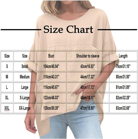 Cotton Linen Tops for Women Dressy Casual Loose Shirts Oversized Business Casual T Shirts Blouses with Pockets in Kuwait