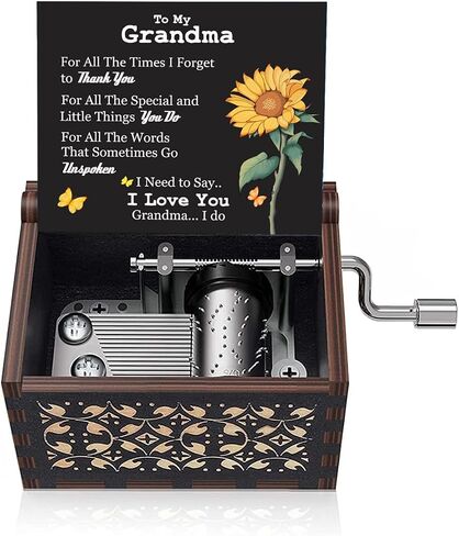 Muzero Music Box Birthday Gift for Women, Happy Birthday Gifts for Daughter Son Wife Friends Girlfriend Mom Sister Wooden Hand Crank Musical Box Play Happy Birthday to You in Saudi Arabia