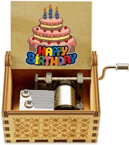 Muzero Music Box Birthday Gift for Women, Happy Birthday Gifts for Daughter Son Wife Friends Girlfriend Mom Sister Wooden Hand Crank Musical Box Play Happy Birthday to You in Saudi Arabia