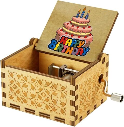 Muzero Music Box Birthday Gift for Women, Happy Birthday Gifts for Daughter Son Wife Friends Girlfriend Mom Sister Wooden Hand Crank Musical Box Play Happy Birthday to You in Saudi Arabia