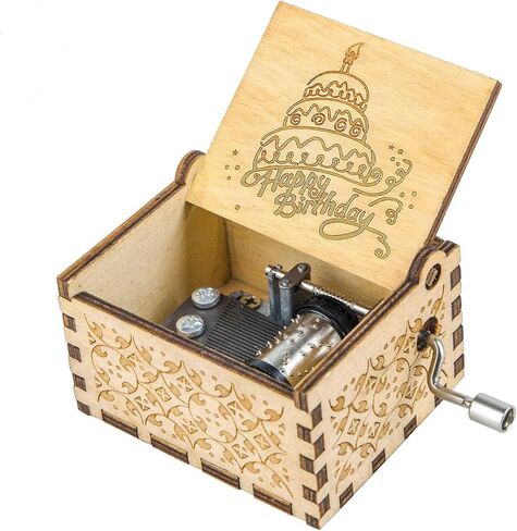 Muzero Music Box Birthday Gift for Women, Happy Birthday Gifts for Daughter Son Wife Friends Girlfriend Mom Sister Wooden Hand Crank Musical Box Play Happy Birthday to You in Saudi Arabia