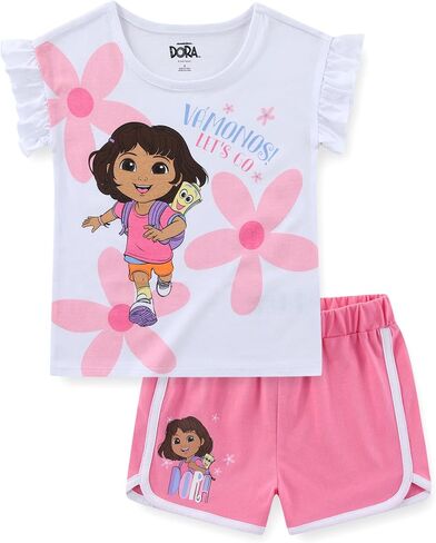 Nickelodeon Dora the Explorer Girls Short Sleeve T-Shirt and Shorts Set for Toddler and Big Kids in Kuwait