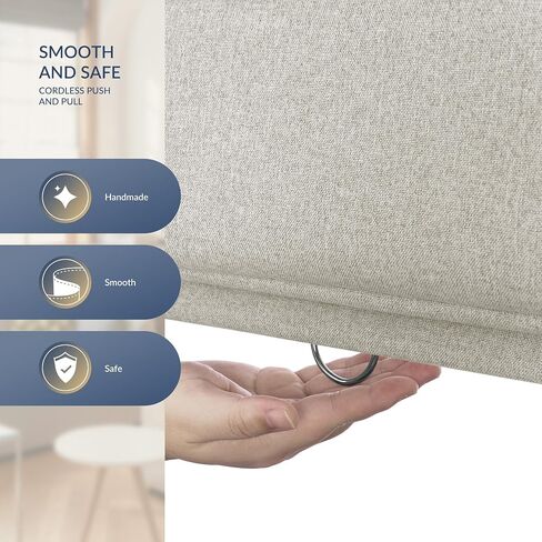 Boolegon No Drill Roman Shades for Windows, Cordless Blackout Window Shades with UV Protection, Easy Install for Indoor Windows,Living Room,Bathroom, Bedroom, Beige, 70" W X 72" H in Saudi Arabia