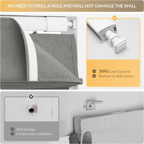 Boolegon No Drill Roman Shades for Windows, Cordless Blackout Window Shades with UV Protection, Easy Install for Indoor Windows,Living Room,Bathroom, Bedroom, Beige, 70" W X 72" H in Saudi Arabia
