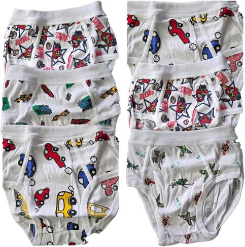 Assorted Pattern Boy's Briefs, Cotton Blend, 6 Pairs, Made in Taiwan in Saudi Arabia