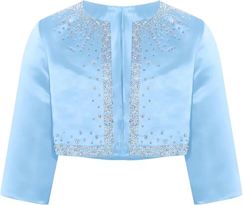 Flower Girls Dress Coat 3/4 Sleeve Bolero Sparkly Rhinestones Cardigan Birthday Party Dress Cover up Outerwear in Saudi Arabia
