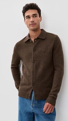 RHYTHM Men's Mohair Button Up Knit in Kuwait