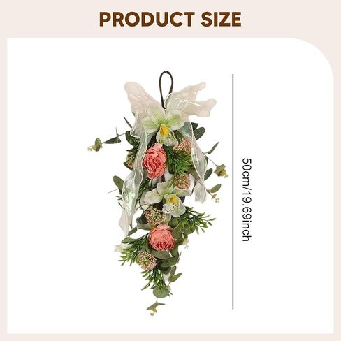 Artificial Floral Swag with Hanging Loop Decoration Spring Wreath Front Door Swag for Birthday Anniversary in Saudi Arabia