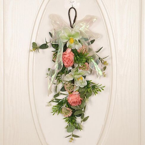 Artificial Floral Swag with Hanging Loop Decoration Spring Wreath Front Door Swag for Birthday Anniversary in Saudi Arabia