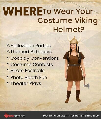 Nicky Bigs Novelties Viking Helmet, Viking Hat, Medieval Helmet, Vikings Hat, Vikings Costume, Barbarian Costume Accessories in Kuwait