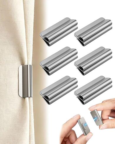 Magnetic Curtain Clips 6-Pair Curtain Magnets Closure Set for Light-Blocking, Minimalist Curtain Clips Suitable for Indoor & Outdoor Curtains in Saudi Arabia