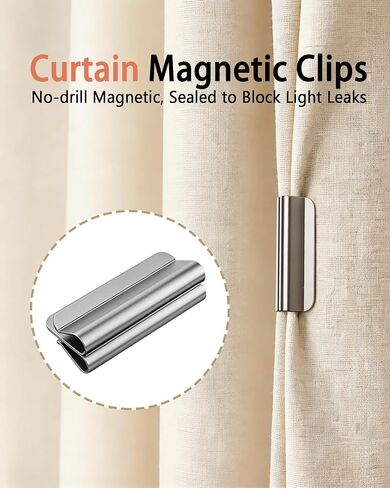 Magnetic Curtain Clips 6-Pair Curtain Magnets Closure Set for Light-Blocking, Minimalist Curtain Clips Suitable for Indoor & Outdoor Curtains in Saudi Arabia