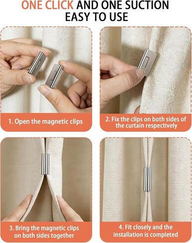 Magnetic Curtain Clips 6-Pair Curtain Magnets Closure Set for Light-Blocking, Minimalist Curtain Clips Suitable for Indoor & Outdoor Curtains in Saudi Arabia