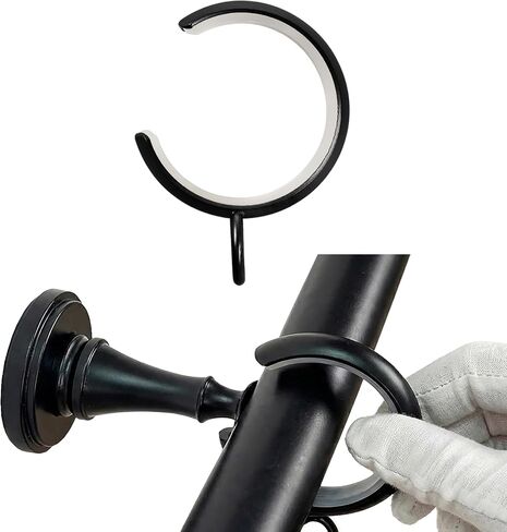 TWOPAGES 10 Pack 2" Black C Shaped Iron Bypass Curtain Rings with Eyelets | Seamless Glide Over Center Brackets, Smooth & Silent Sliding, Heavy Duty Iron, Rust Resistant Metal, Fits Rods Up to 1.25" in Saudi Arabia