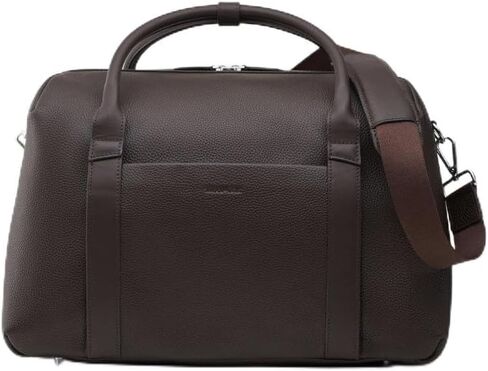 Wool & Oak Duffle Suitcase – Full-Grain Leather Travel Bag with Clamshell Opening, 33 L Capacity, Trolley Sleeve & 16″ Laptop Pocket – “DS Carry" Personal-Item Size - Pebble Leather - Chocolate in Saudi Arabia