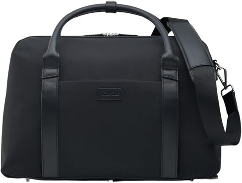 Wool & Oak Duffle Suitcase – Full-Grain Leather Travel Bag with Clamshell Opening, 33 L Capacity, Trolley Sleeve & 16″ Laptop Pocket – “DS Carry" Personal-Item Size - Pebble Leather - Chocolate in Saudi Arabia