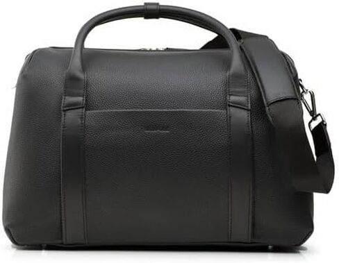 Wool & Oak Duffle Suitcase – Full-Grain Leather Travel Bag with Clamshell Opening, 33 L Capacity, Trolley Sleeve & 16″ Laptop Pocket – “DS Carry" Personal-Item Size - Pebble Leather - Chocolate in Saudi Arabia