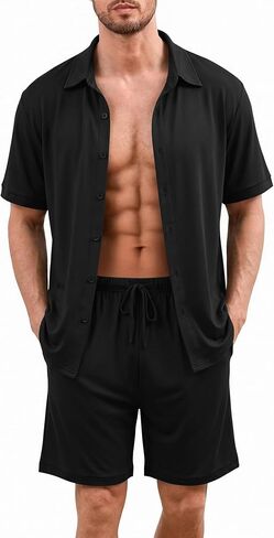 Ekouaer Men's Hawaiian Shirt and Shorts Sets 2 Piece Beach Outfits Button Down Summer Pajamas Set Vacation Lounge Sets XS-XXL in Kuwait