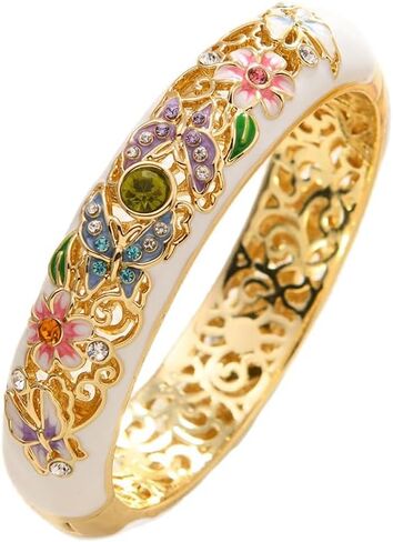 14K Gold Plated Ethnic Style Color Enamel Butterfly Flower Oil-Drip Ring for Women - Fashion Bridal Jewelry Ideal for Engagement Wedding Anniversary​ Size 6-11 in Kuwait