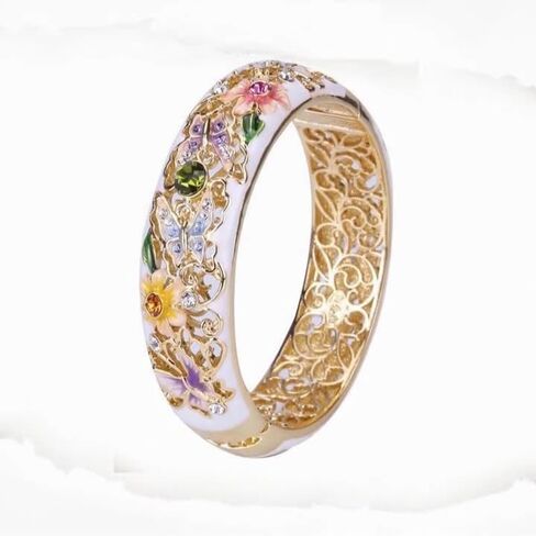 14K Gold Plated Ethnic Style Color Enamel Butterfly Flower Oil-Drip Ring for Women - Fashion Bridal Jewelry Ideal for Engagement Wedding Anniversary​ Size 6-11 in Kuwait