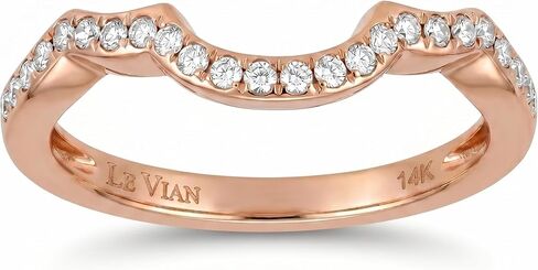 LE VIAN 1/5 Carat Round Diamond Curved Band Ring for Women I 14K Rose Gold Ring for Her Classic Prong Setting (G-H, VS2-SI1, 0.19 cttw) Vanilla Diamond Promise Anniversary Wedding Band Size 7 in Kuwait