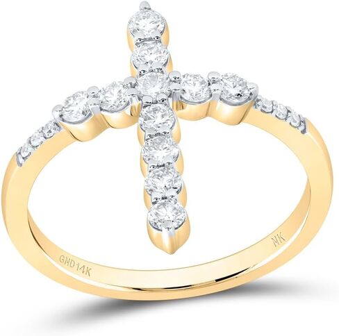 Jewels By Lux 14kt Yellow Gold 5/8 Cttw Natural Diamond Fashion Wedding Engagement Anniversary Cross Ring, Women Size: 5-9 in Kuwait