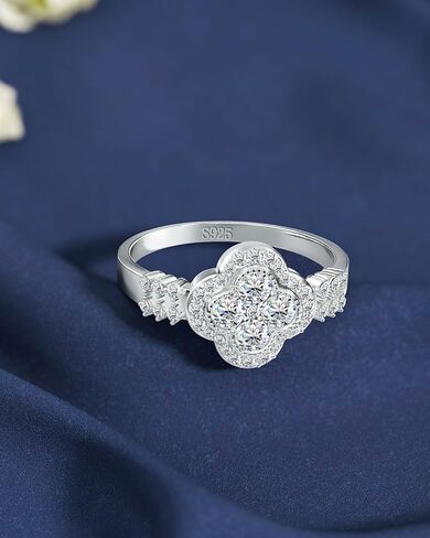 Moissanite Rings for Women Lucky Rings Four Leaf Clover Ring Sterling Silver Promise Engagement Anniversary Bands D Color VVS1 Moissanite Jewelry Lucky Gifts for Her in Saudi Arabia