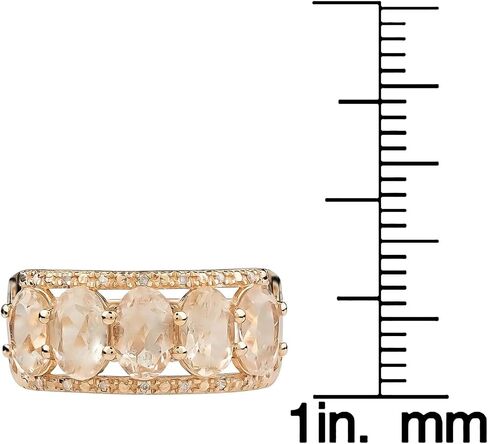 10k Rose Solid Gold 5-Stone Natural Oval Morganite and Diamond Anniversay Band Birthstone Gemstone Ring in Saudi Arabia