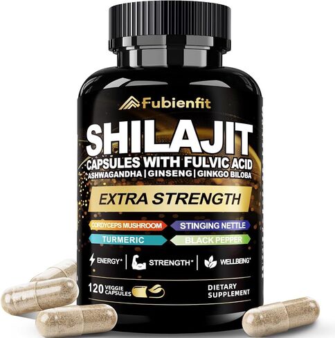 Shilajit Capsules - Premium Shilajit for Men - with Ashwagandha Ginseng and More Fulvic Acid for Men/Women - 120 Capsules in Saudi Arabia