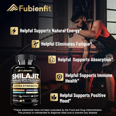 Shilajit Capsules - Premium Shilajit for Men - with Ashwagandha Ginseng and More Fulvic Acid for Men/Women - 120 Capsules in Saudi Arabia