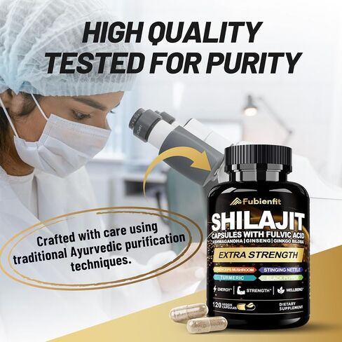 Shilajit Capsules - Premium Shilajit for Men - with Ashwagandha Ginseng and More Fulvic Acid for Men/Women - 120 Capsules in Saudi Arabia