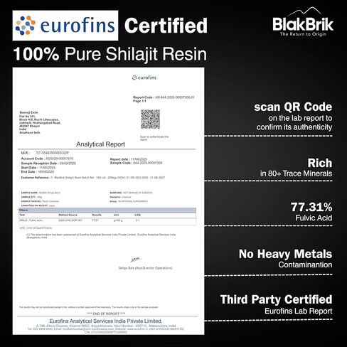 Pure Himalayan Shilajit Resin, High Potency - 77% Fulvic Acid, 80+ Trace Minerals, Supports Energy Boost & Immune Support, Lab Tested for Purity, Pack of 1, 60 Servings of 500 mg in Saudi Arabia