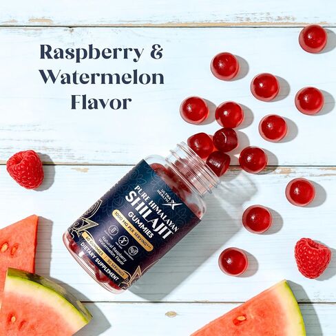 UHX Himalayan Shilajit Pure Gummy for Men & Women - Gomitas de Shilajit para Hombre - Sugar & Gluten Free - Natural Raspberry Watermelon Flavor & Color – Non-GMO – Vegan Friendly in Saudi Arabia