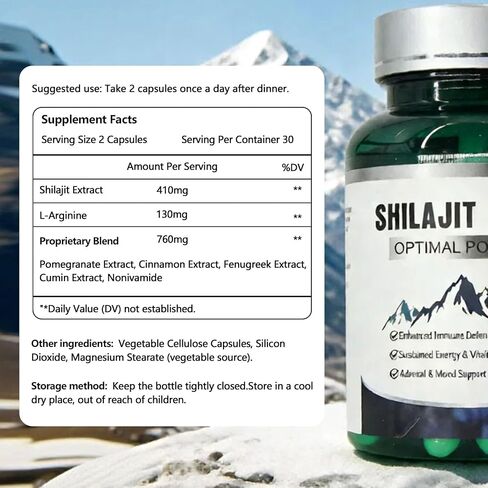 Pure Himalayan Shilajit Capsules for Men & Women – 1,300mg with 50% Fulvic Acid & L-Arginine, Stamina, Energy & Immune Support, Non-GMO, GMP Certified, 60 Capsules in Saudi Arabia