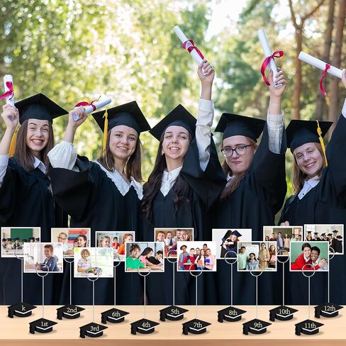 Motiskyy 13 قطعة K-12 حوامل صور التخرج مع مقاطع 2026 خشبية بطاقة التخرج صور عرض رقم الجدول حامل القطع المركزية تهنئة دبلوم ديكور هدية لسنوات المدرسة لوازم الحفلات in Kuwait