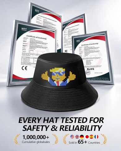 LED Programmable Bucket Hat with App Control, Custom Text Bluetooth LED Hat Ultra Bright Light Up Cap for Party Gift in Saudi Arabia