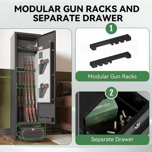 6-7 Gun Safe for Rifles and Pistols with Touch Keypad and Silent Mode, Large Rife Safe for Home, Gun Cabinet with Removable Shelves and Adjustable Gun Slot in Saudi Arabia