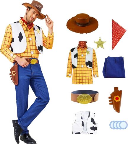 Cowboy Adult Costume for Men Western Sheriff Halloween Cosplay Outfit Rodeo Dress-Up in Saudi Arabia