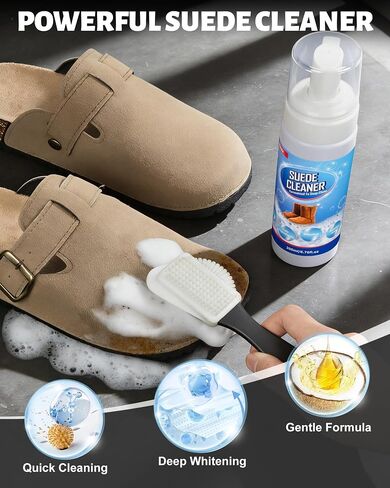Jevvu Suede Shoe Cleaner Kit, Suede & Nubuck Cleaner with Suede Protector Spray, 4-Sided Brush & Microfiber Cloth in Kuwait