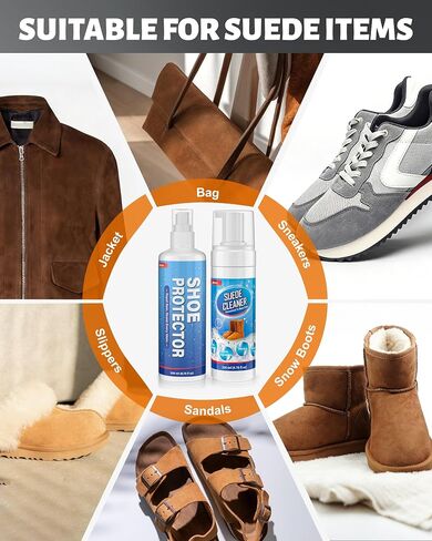 Jevvu Suede Shoe Cleaner Kit, Suede & Nubuck Cleaner with Suede Protector Spray, 4-Sided Brush & Microfiber Cloth in Kuwait