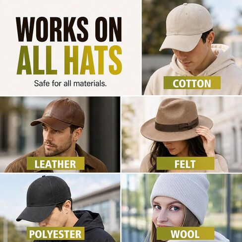 Hat Cleaning Kit, Professional 4-in-1 Foam Cleaner, Deodorizer, Soft Brush & Microfiber Cloth, Safe for Baseball, Trucker, Felt, Wool, Cowboy & Dad Hats, Remove Stains, Sweat & Odors, No Water Needed in Saudi Arabia
