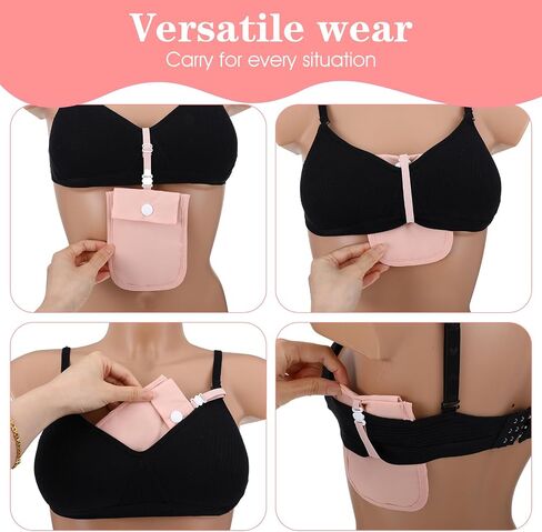 Undercover Bra Wallet, Hidden Travel Pouch with Adjustable Elastic Strap, Secret Stash Pocket for Passport, Credit Cards, Money and Valuables (Pink) in Kuwait