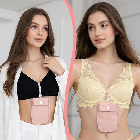 Undercover Bra Wallet, Hidden Travel Pouch with Adjustable Elastic Strap, Secret Stash Pocket for Passport, Credit Cards, Money and Valuables (Pink) in Kuwait